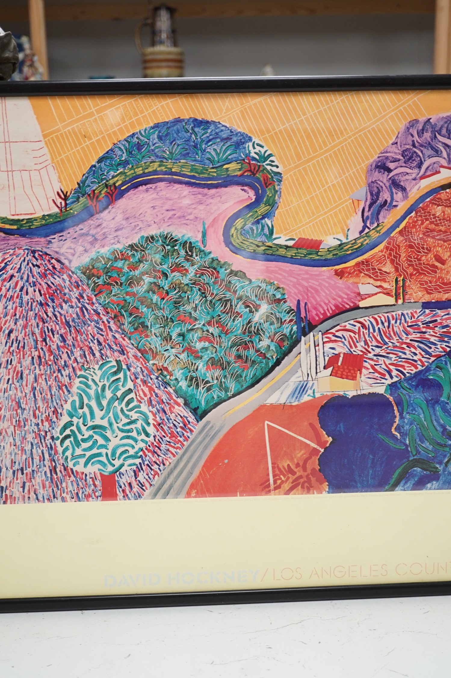 David Hockney, colour poster, 'Mulholland Drive, The Road to the Studio' Exhibition, 42 x 96cm